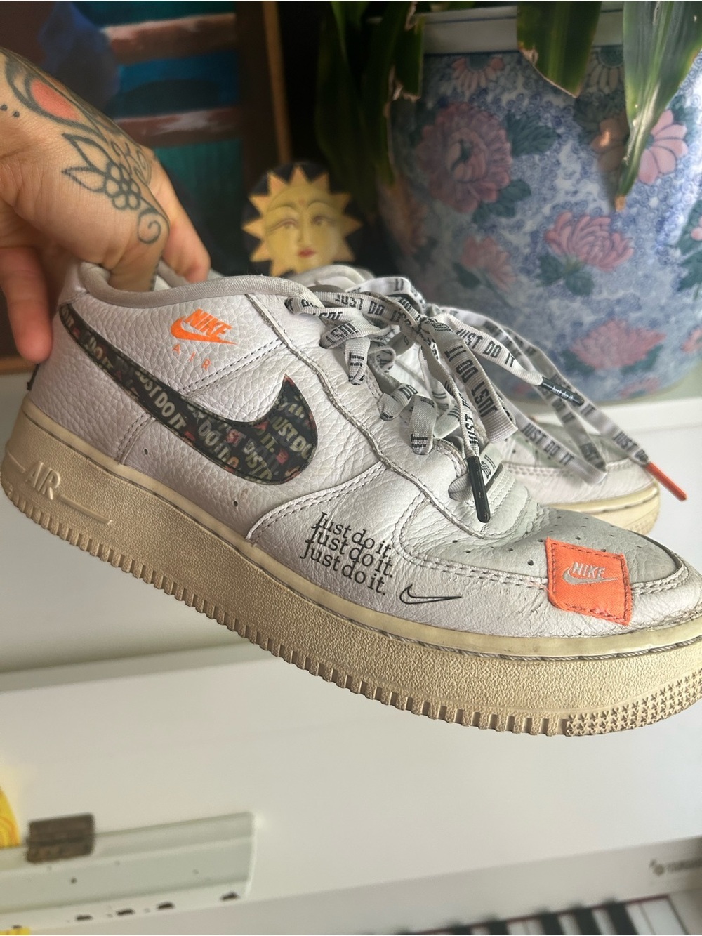 Nike Air Force 1 Low ’07 PRM Just Do It White Orange 2018 Men 6.5 Women 8 - Picture 7 of 16